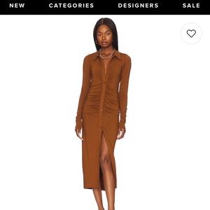 Good American Button Front Ruched Midi Size 3